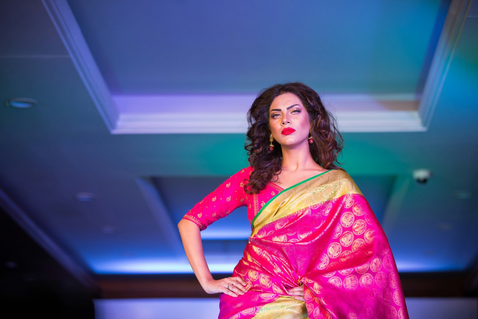 Peacock Blue Banarasi Silk Saree - Texture Showcase