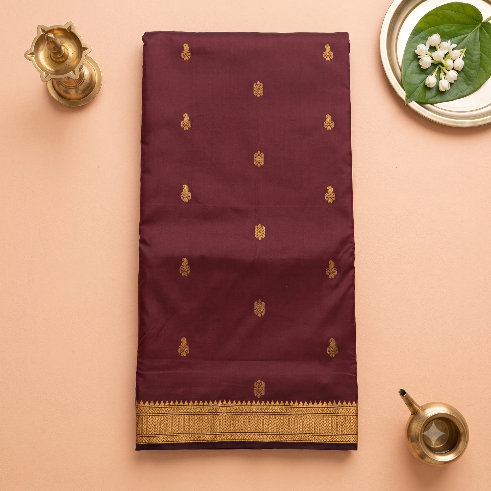 Magenta Kanjivaram Silk Saree - Texture Showcase