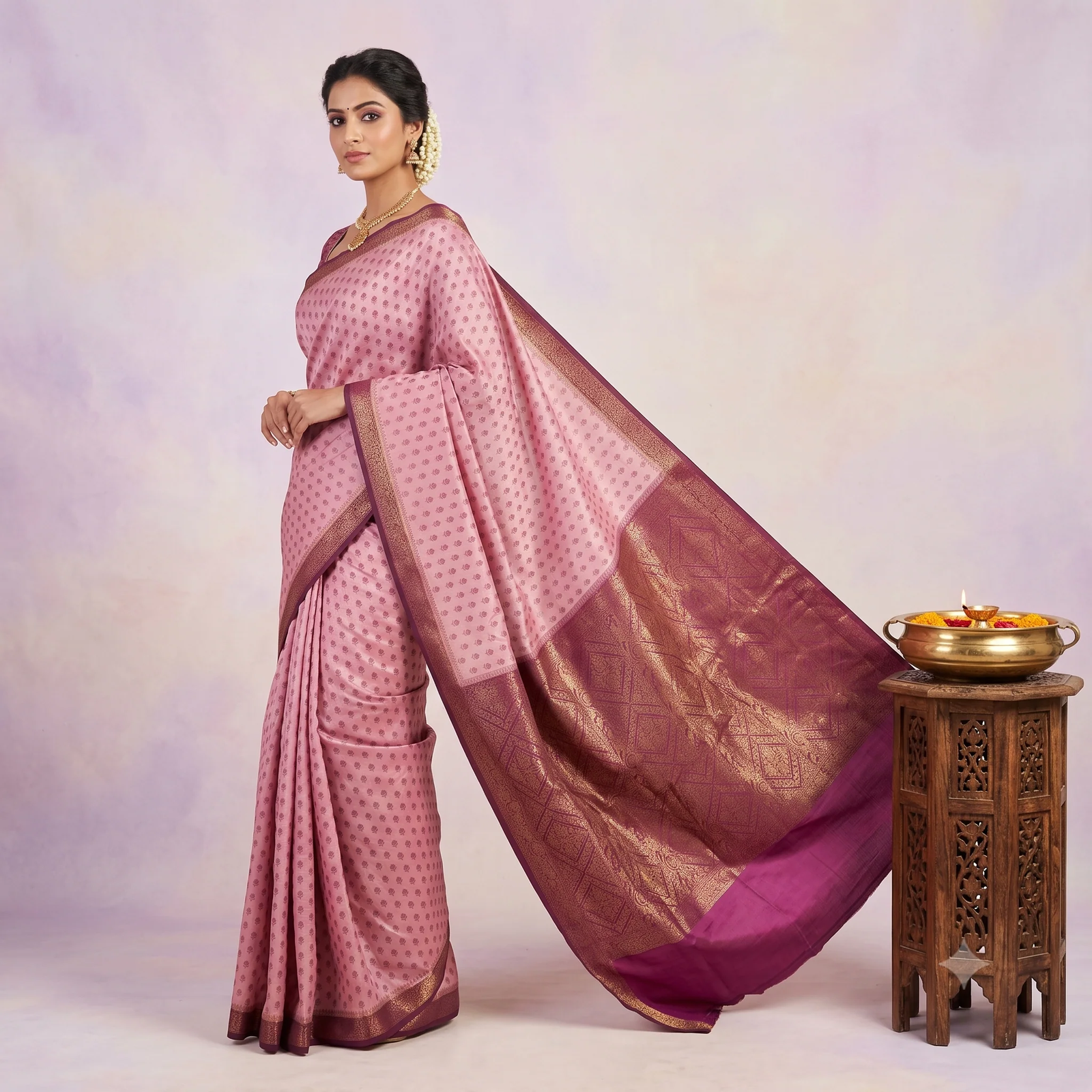 Pink Designer Silk Saree - Texture Showcase