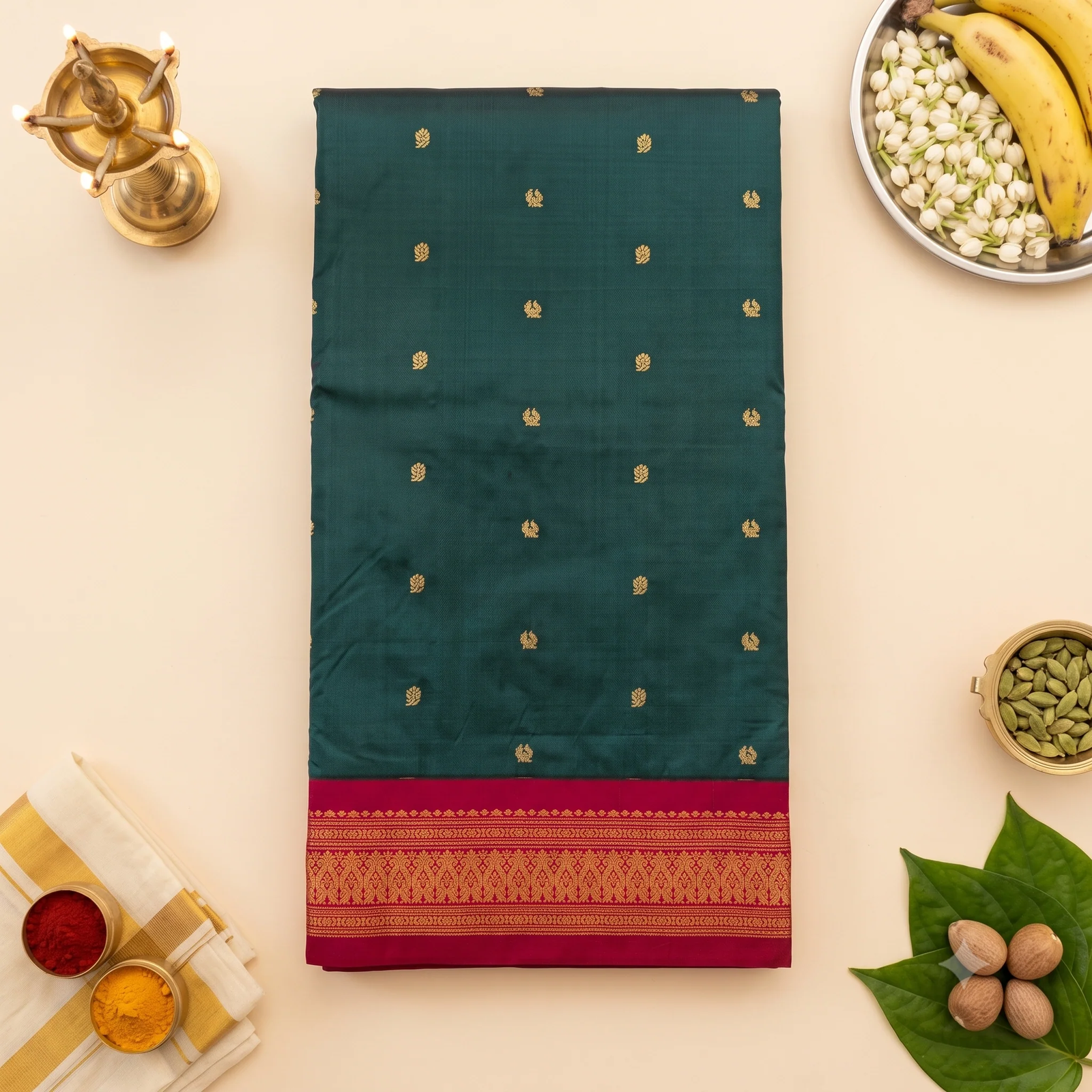 Yellow Printed Silk Saree