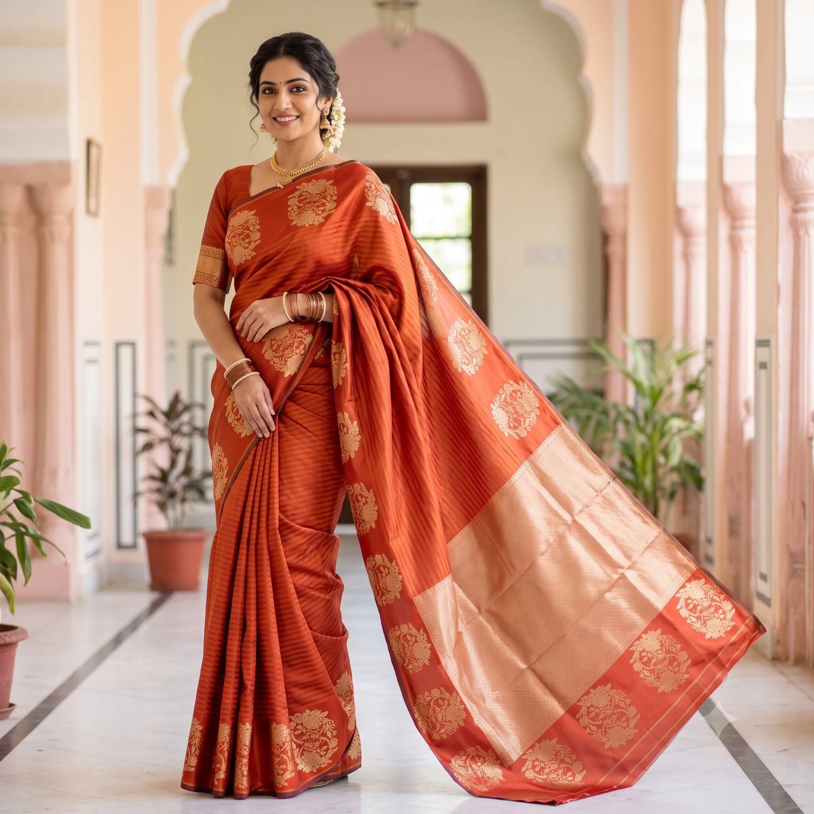 Mauve Soft Silk Saree - Pallu & Border Detail