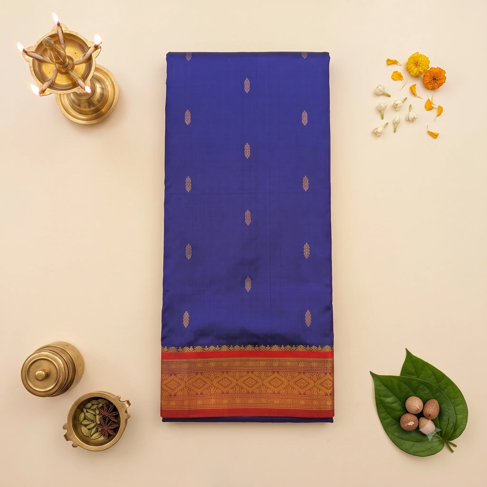 Peacock Blue Banarasi Silk Saree
