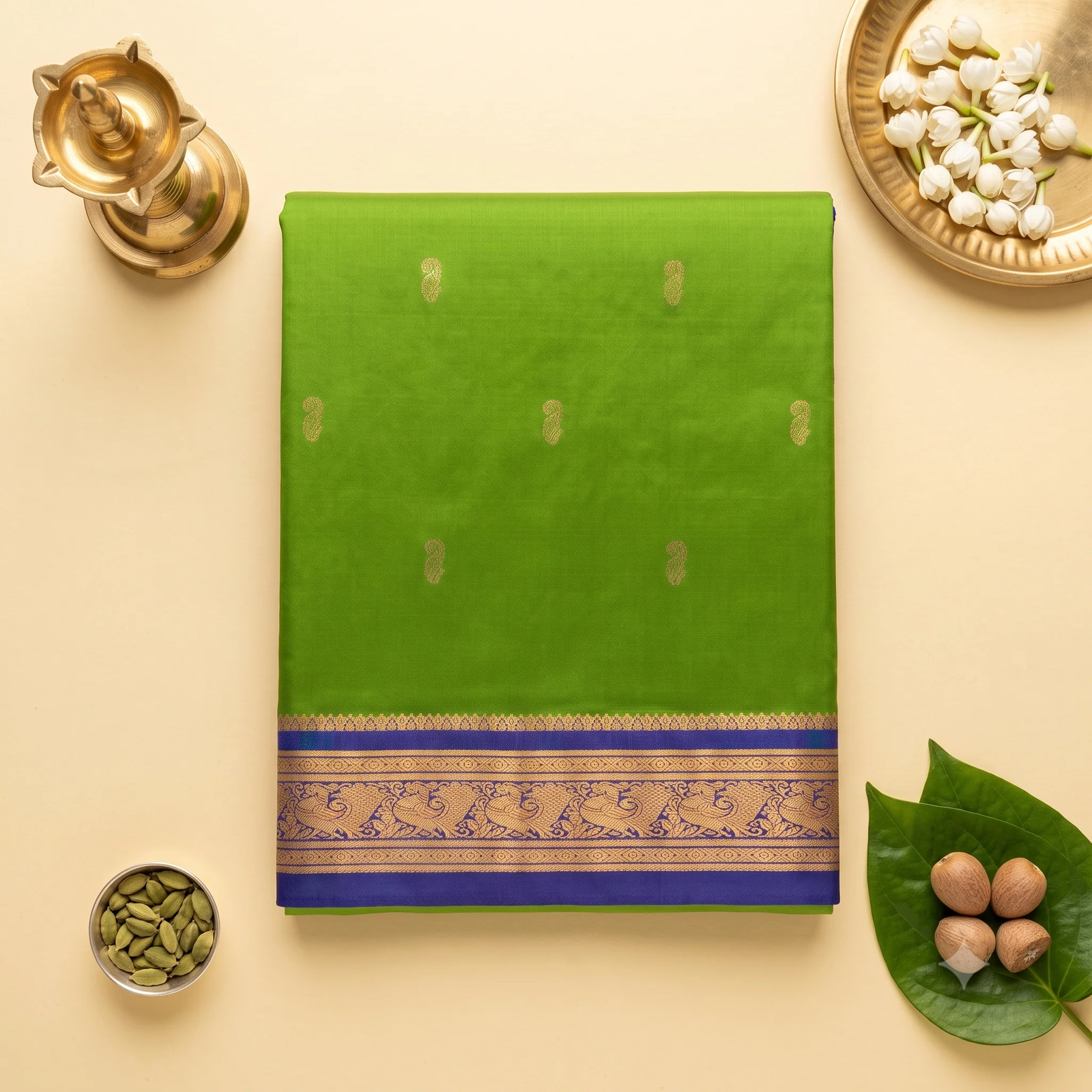 Emerald Green Brocade Silk Saree