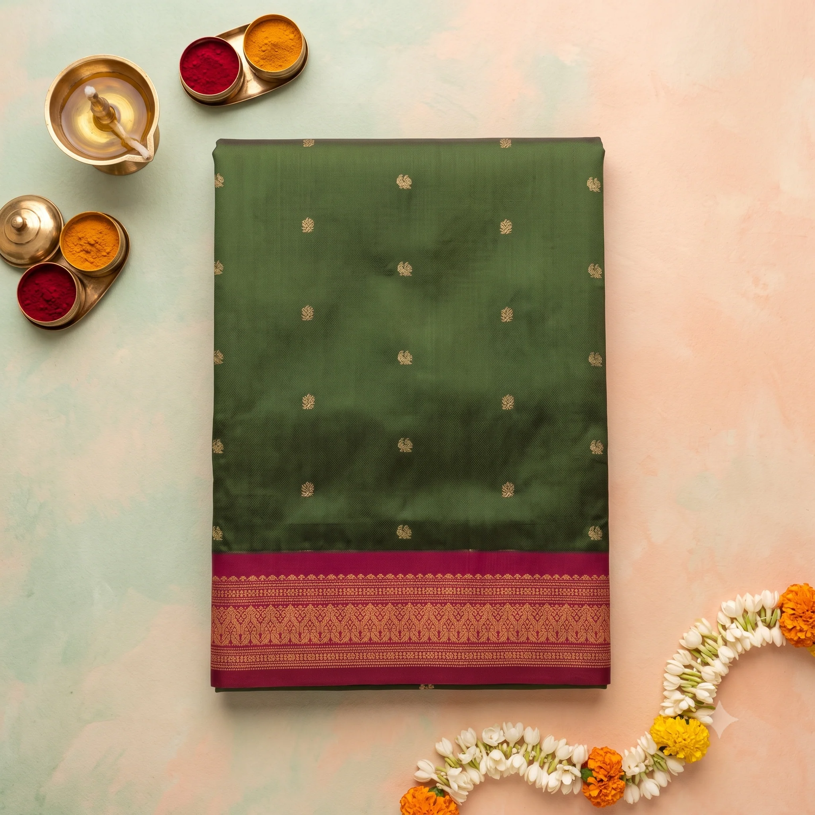 Peach Cotton Handloom Saree
