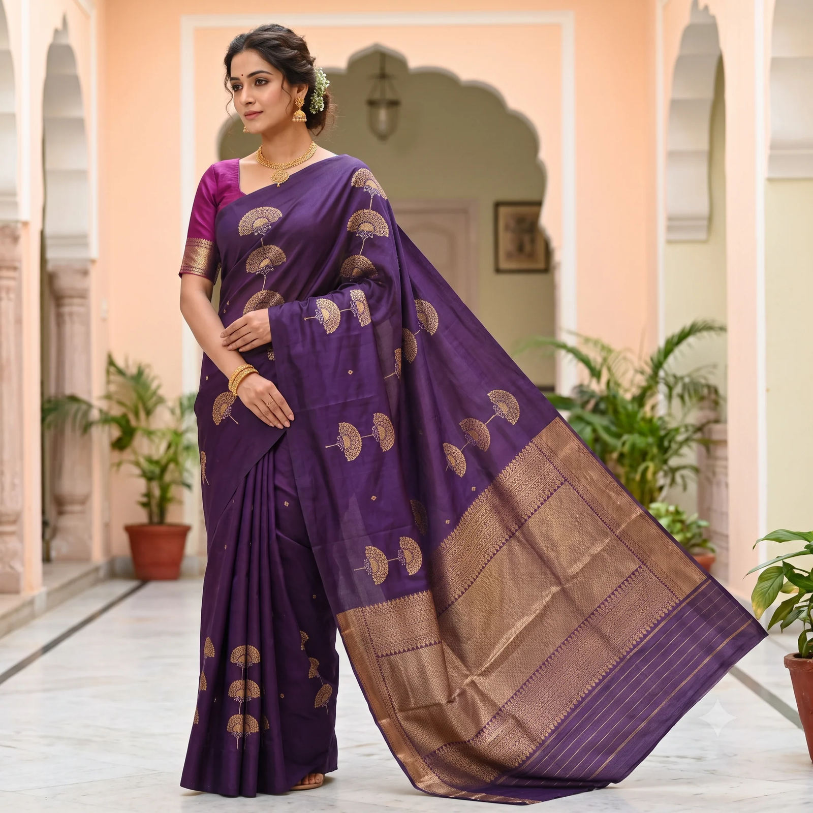 Magenta Kanjivaram Silk Saree