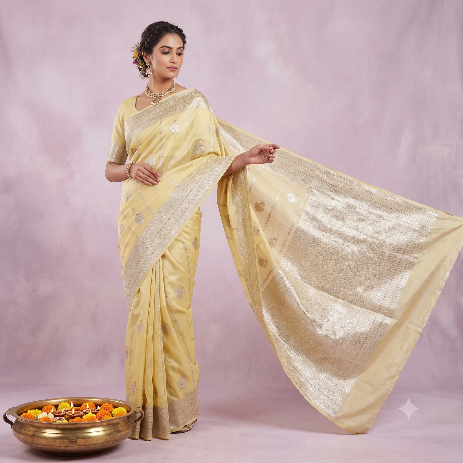 Lavender Traditional Silk Saree