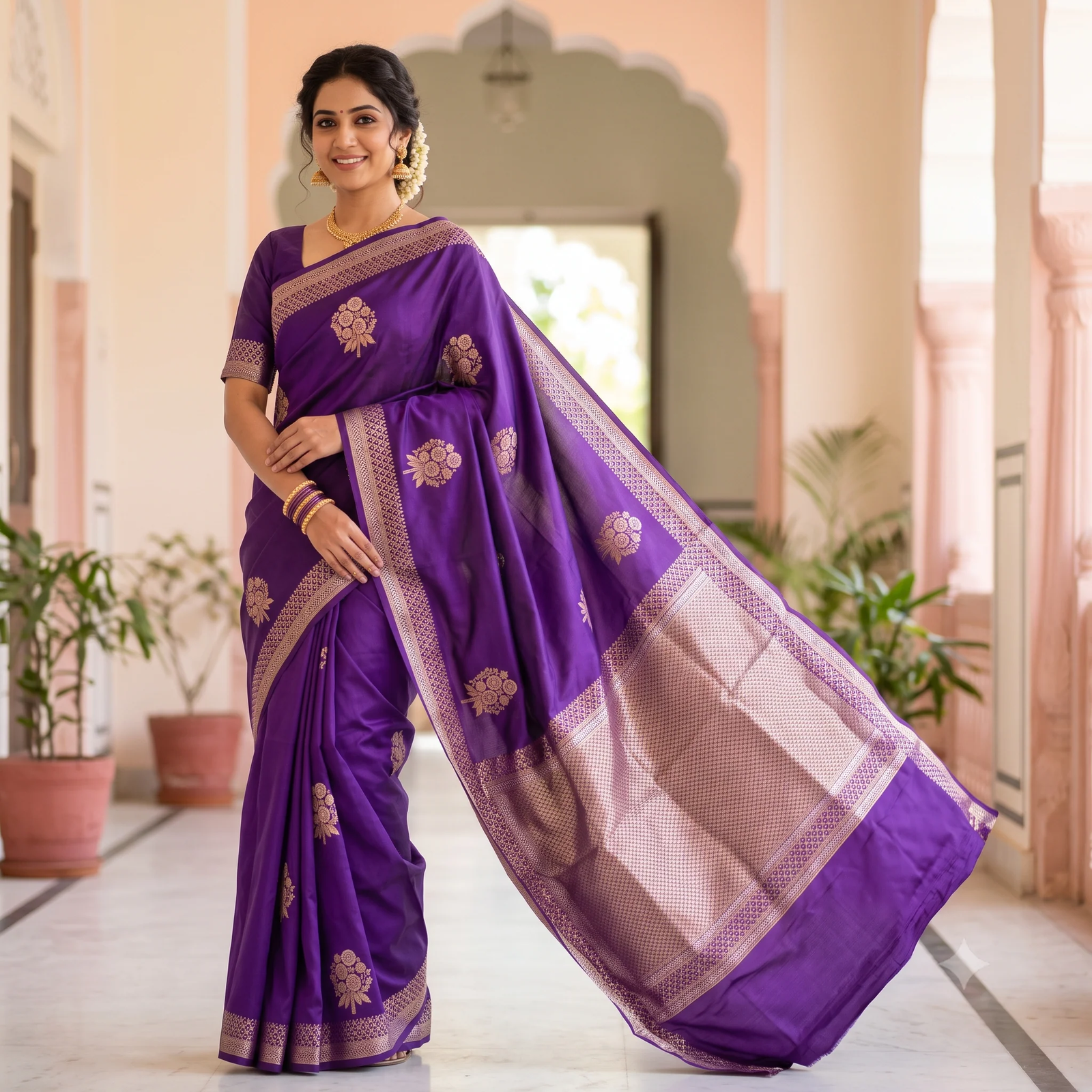 Mustard Bridal Silk Saree