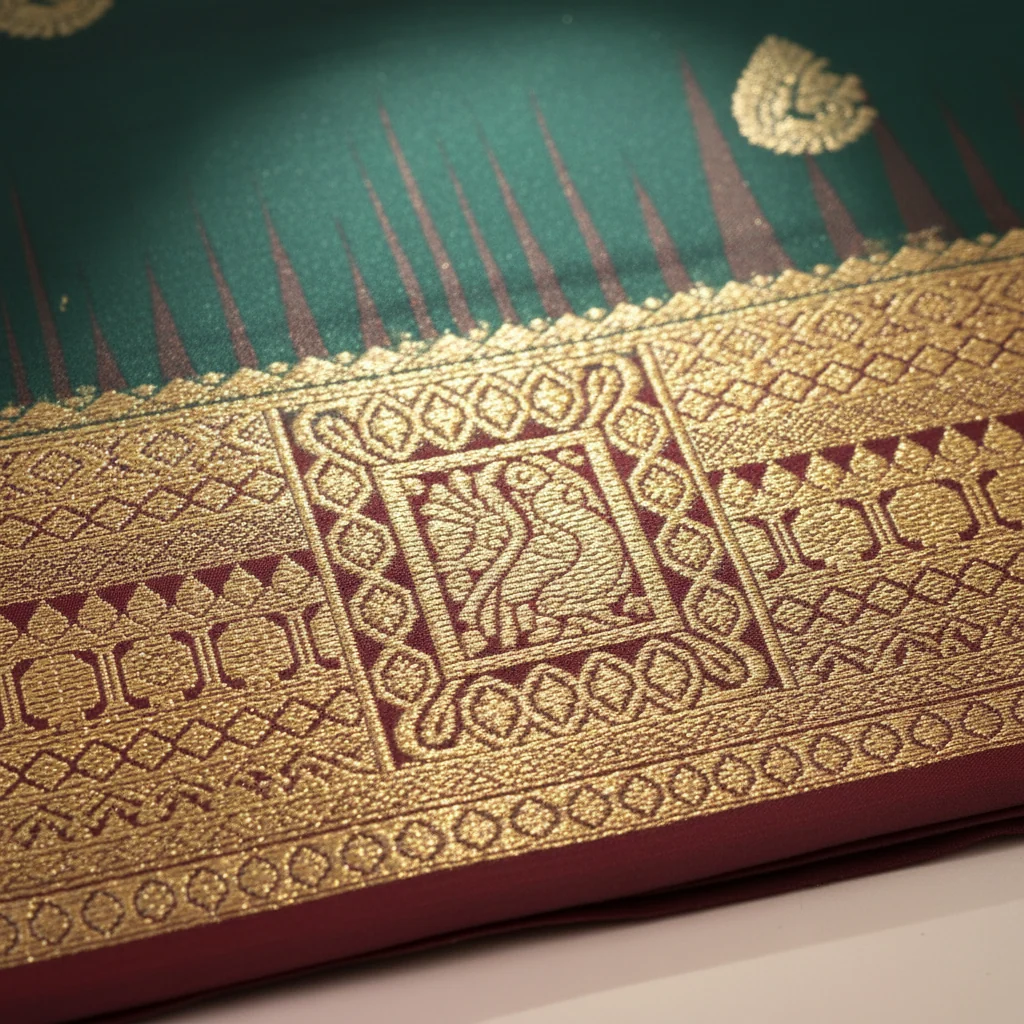 Red Kanchipuram Silk Saree - Texture Showcase