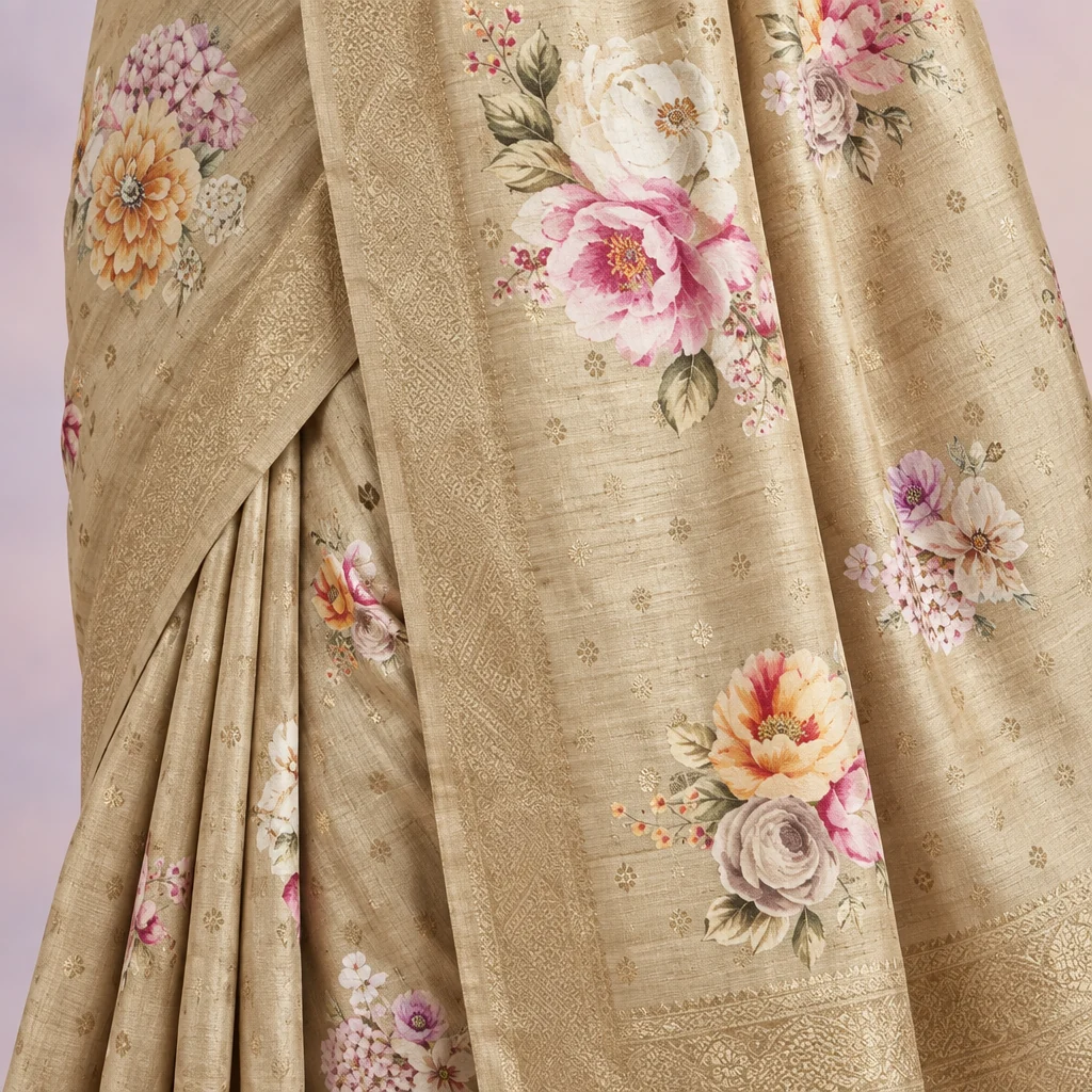 Emerald Green Brocade Silk Saree - Texture Showcase